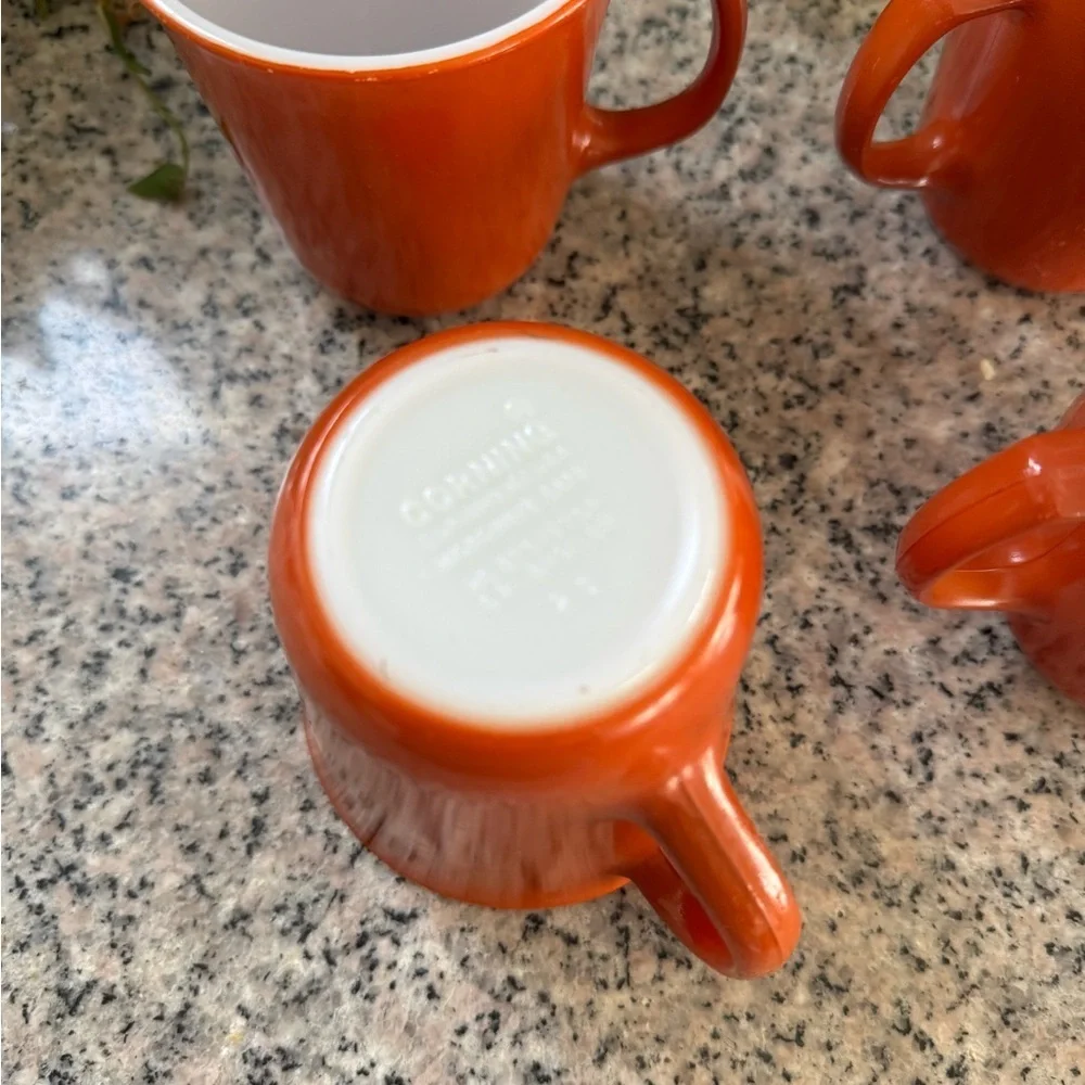 Vintage Corningware Terracotta Red Orange Coffee Tea Cup Mug Brunch Prop